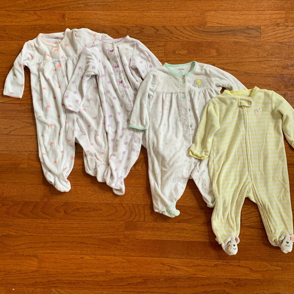 6 month baby girl terry sleepers